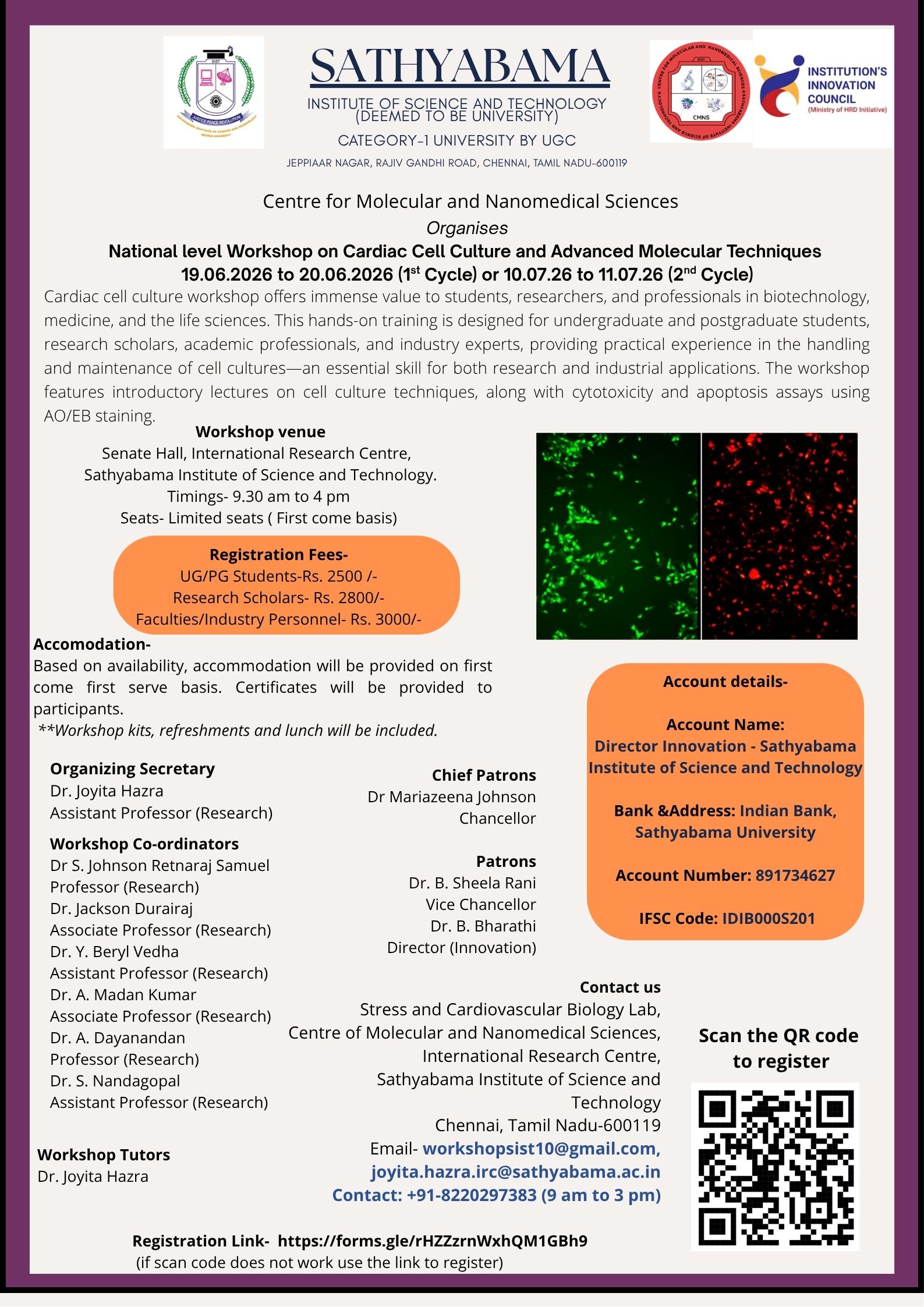 Cardiac Cell Culture and Advanced Molecular Techniques 2026 Hands-on Training Poster 
